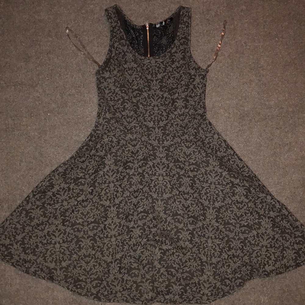Dark grey and black dress with lace back